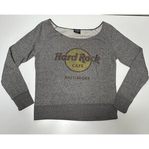 HARD ROCK CAFE BALTIMORE OFF THE SHOULDER TOP LONG SLEEVE WOMENS